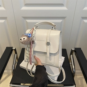 Women's Mini PU Leather Multi-Way Backpack Shoulder Bag Cartoon Bear Embossment Top Handle Crossbody Purse For Daily Fashion