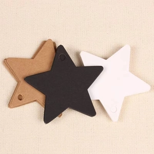 Star-shaped cardstock gift tags in black, white, and kraft brown with pre-punched holes