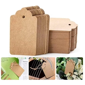 Set of wavy top kraft paper gift tags for Christmas packaging and versatile crafts