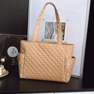 Women Large Capacity Quilted Tote Bag Diamond Lattice Fabric Shoulder Bag Commuter Casual Fashion Shopping Handbag Daily Outing