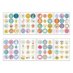 Set of 96 Happy Easter stickers featuring colorful bunnies, eggs and chicks for decoration