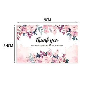 Pink floral Thank You cards for small business, 9x5.4cm cards with watercolor design