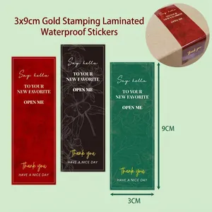 Rectangular Hot Stamping Waterproof Sealing Stickers For Gift Packaging Thank You Open Me Floral Decorative Labels
