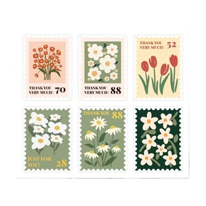 Blumen Briefmarken Stil Thank You Selbstklebende Aufkleber Für Backen Kuchen Geschenkbox Umschlag Versiegelung Verpackung Etikett Dekor