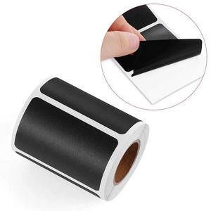 Roll of black removable PVC chalkboard labels with matte finish for kitchen organization