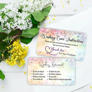Artistic watercolor clothing laundry care guide and thank you card for apparel