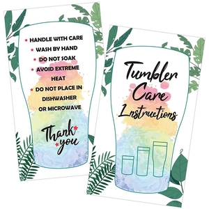 Pflegehinweise für Trinkbecher Tropisches Blatt Aquarell Design Kleingewerbe Verpackungsbeilagen Beidseitige Karten