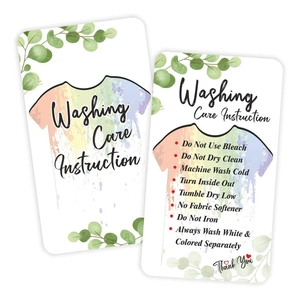 Clothing Washing Care Instruction Cards Floral Watercolor Pattern Paper Garment Maintenance Guide Cards Thank You Package Inserts For Small Business Clothing Shop