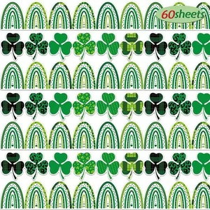 St Patrick Day Clover Rainbow Scalloped Bulletin Board Border Stickers Green Lucky Shamrock Board Decor For Classroom Office School