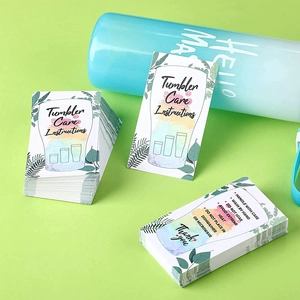 Aquarell-Pflegeanleitungen für Trinkbecher und Dankeskarten mit Reinigungsregeln