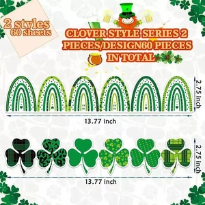 St. Patrick's Day bulletin board borders with clover designs and 60 sheets set