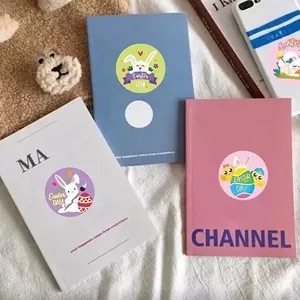 Colorful Easter egg and bunny stickers set for notebooks and festive decoration