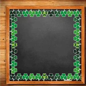 Green St. Patrick's Day clover border stickers for classroom chalkboard decoration