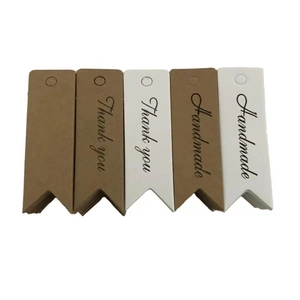 100pcs retro swallowtail kraft and white paper tags with Handmade and Thank you print