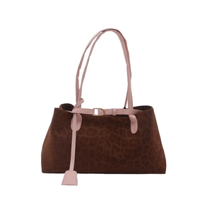 Sac cabas léopard vintage avec anses roses et boucle métallique pour la mode automne hiver