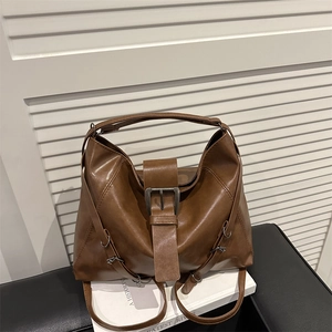Vintage Large Capacity Tote Bag For Women PU Leather Shoulder Bag With Adjustable Strap Retro Leopard Print Commuter Handbag