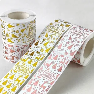 Weihnachten Frohe Weihnachten Aufkleber Gold Roségold Folienprägung Etikett Für Geschenkbox Verpackung Weihnachtsbaum Rentier Schneeflocke Festliche Dekoration