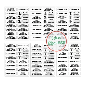 Transparent Waterproof Oilproof Kitchen Pantry Food Storage Labels Stickers For Jars Containers Minimalist Black Text Printed Pantry Organization Decals