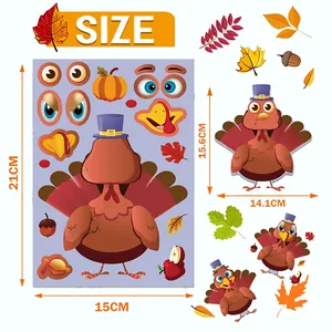 Thanksgiving DIY Truthahn Aufkleber Set inklusive Größen und Montageanleitung für Kinder