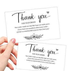 Cartes de Remerciement Blanches Simples Pour Votre Commande Papier Couché Design Floral Botanique Inserts de Colis Pour Petite Entreprise Boutique en Ligne