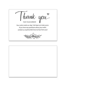 Lot de cartes de remerciement blanches minimalistes avec motif floral et dos vierge