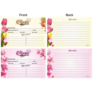 Lot de fiches de recettes florales 4x6 pouces avec motifs tulipes et zones de texte