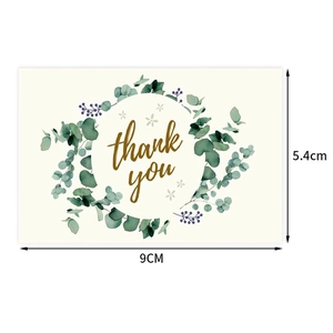 9x5.4cm white thank you card with eucalyptus wreath design and handwritten text