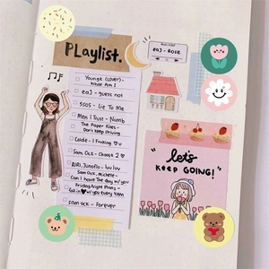 Kawaii bear and bunny reward stickers set with Thank You labels for journaling