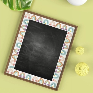 Rainbow bridge border blackboard sticker with dark wood frame and nebula patterns