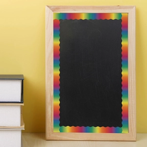 Vibrant rainbow scalloped bulletin board border stickers for classroom chalkboard decoration