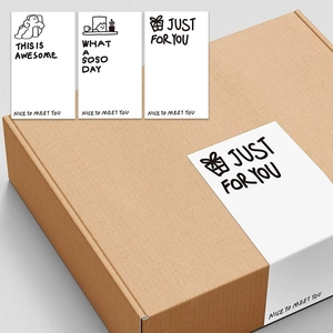 Minimalist White Rectangular Sealing Stickers Hand Drawn Cartoon Cat Bear Gift Box Pattern Packaging Labels For Gift Wrapping