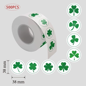 Saint Patricks Day Green Clover Shamrock Round Stickers Irish Festival Decorative Sealing Labels For Gift Decoration Party Supplies