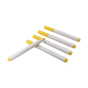 Set of five yellow markers with fiber tips for labeling waterproof DIY jar stickers