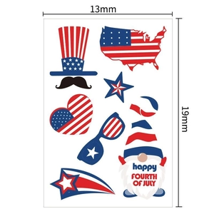 USA Independence Day stickerset met kaart en dwergen, afmeting 13mm x 19mm