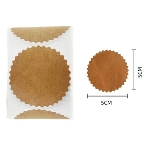 Kartelrand Ronde Kraftpapier Stickers Blanco DIY Zelfklevende Etiketten Voor Cadeauverpakking Verpakking Scrapbooking Envelop Verzegeling Bruin