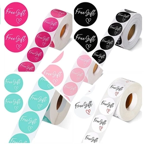 Autocollants Free Gift Manuscrits Motif Cœur Étiquettes Autocollantes Rondes Pour Emballage Commercial Sceau Enveloppe Décoration Cadeau