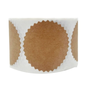 2-inch kraftpapier stickers met gekartelde randen op een rol van 500 stuks