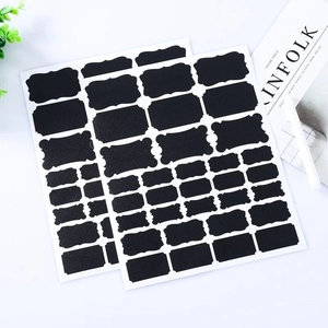 Waterproof black PVC chalkboard label set with white chalk for jars and DIY storage
