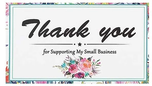 Λεπτομέρεια κάρτας Thank You για μικρές επιχειρήσεις με χειροποίητο λουλουδάτο σχέδιο