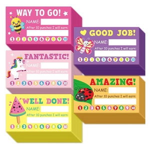 Cartes de Récompense Punch Dessin Animé pour Enfants Étudiants Papier Couché Cartes d'Incitation à la Motivation pour École Salle de Classe Maison