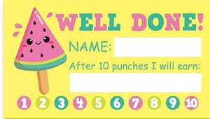 Détail de la carte de récompense pour élèves avec 10 points et illustration de melon