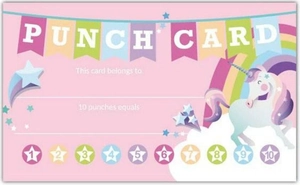 Carta premi unicorno rosa per bambini con motivi arcobaleno e spazio per il nome