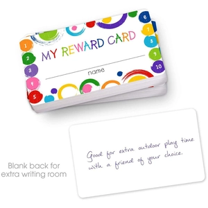 Kids colorful reward cards set with student name field and ten numbered tracking circles