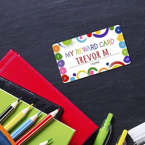 Colorful My Reward Card for students with name field and 10 punch points for tracking
