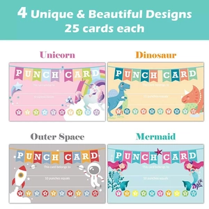 Set di carte premio per bambini con unicorno e dinosauro per motivare gli studenti