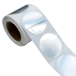 50mm silver metallic foil gear stickers with serrated edges for packaging and seals