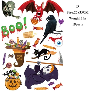 Detail of 25x35cm Halloween stickers with pumpkin, ghost and bat for window glass