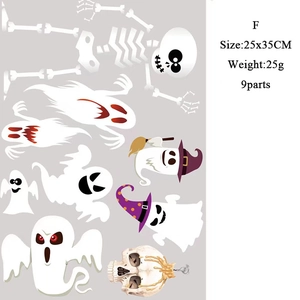Detail view of 9-part Halloween ghost and skull sticker set with dimensions 25x35cm
