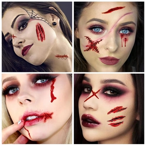Realistic Horror Scars And Cartoon Halloween Temporary Tattoo Stickers Waterproof Face Body Art For Party Cosplay Makeup