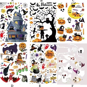 Halloween decorative stickers for glass doors and windows featuring pumpkins and ghosts
